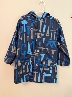 Kitestrings Kids Navy Blue Tool-Print Rain Jacket